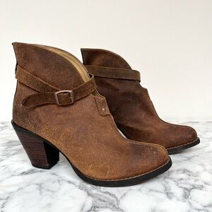 Durango waxed Nubuck suede block heel ankle boots distressed woman’s size 8